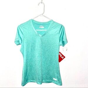 FILA Silky Aquaheather V-Neck Tee Size S